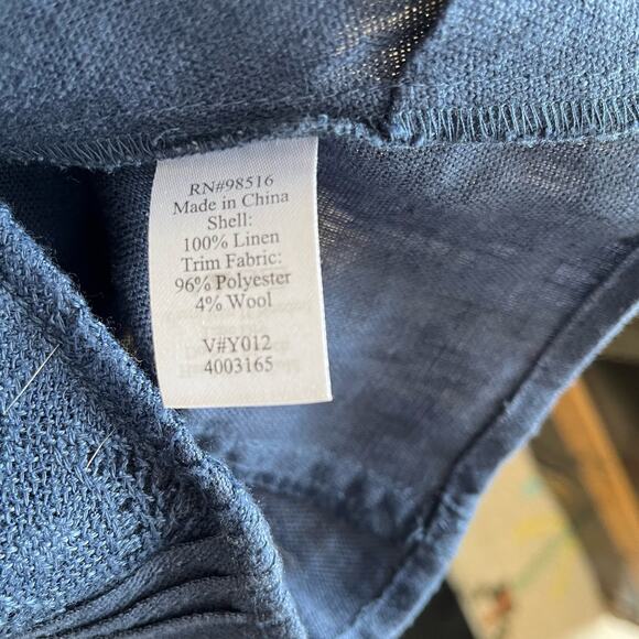 Coldwater Creek Vest Women's Size 10 Blue Linen Wooden Buttons Lace Back - Picture 8 of 10